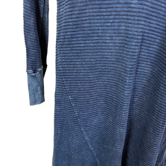 Able Womens Ribbed Blue Long Sleeve Cold Shoulder USA Made Knit Dress sz Large - Picture 6 of 16